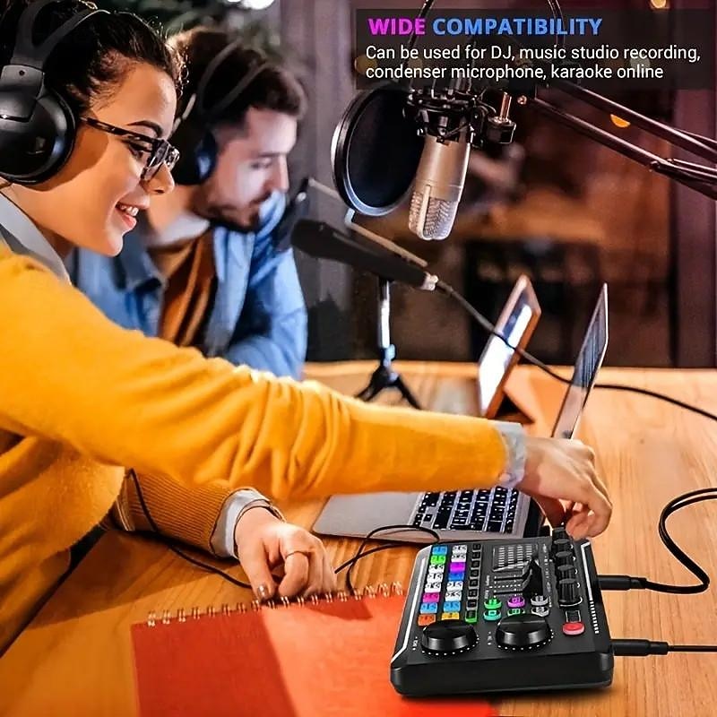 Stream and Cast with Ease USB Sound Card Rechargeable DJ Mixer Voice Effects  Perfect for Podcasts & Gaming3