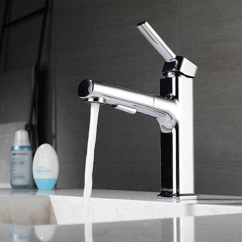 Bathroom Sink Faucet - Pull out / Classic Electroplated Centerset Single Handle One HoleBath Taps