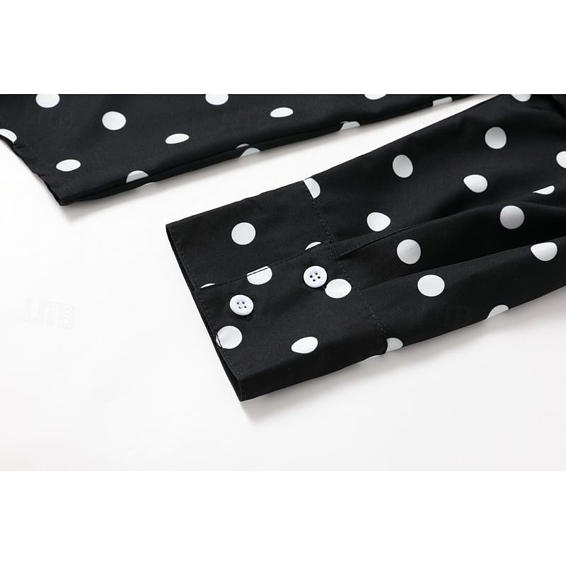 Men's Shirt Summer Shirt Summer Hawaiian Shirt Button Up Shirt Black Pink Long Sleeve Polka Dot Turndown Outdoor Street Button-Down Clothing Apparel Polyester Fashion Casual Breathable Comfortable4