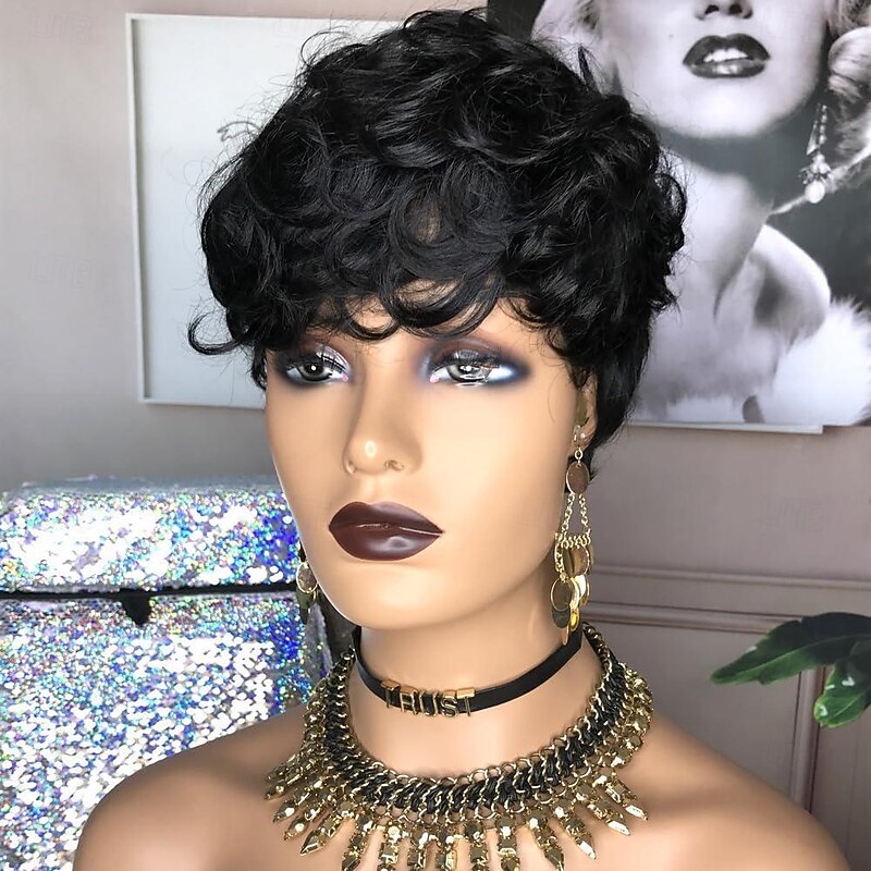 Short Human Hair Pixie Cut Wigs for Black Women Human Hair Wig3