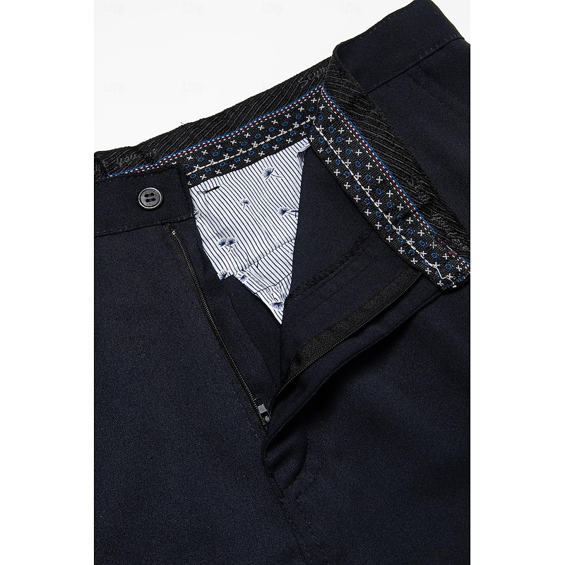 Men's Dress Pants Trousers Slacks Suit Pants Pocket Plain Comfort Breathable Ankle-Length Wedding Office Business Chic & Modern Classic Black Deep Blue High Waist Micro-elastic4