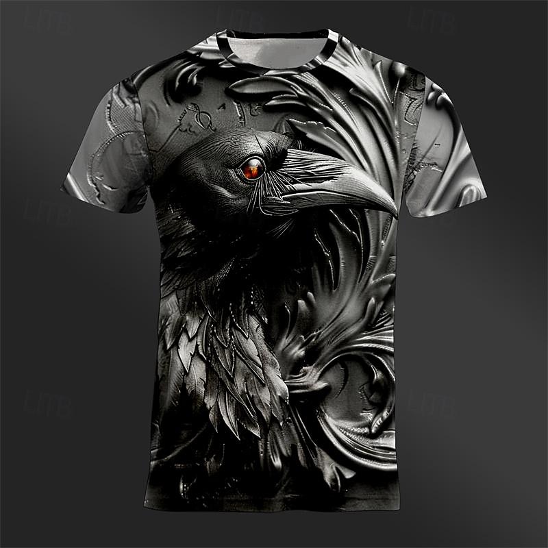 Men's Graphic Animal Eagle T Shirt Tee Top Short Sleeve T shirt 3D Print Crew Neck Shirt Designer Casual Street Style Sports Outdoor Holiday Going out Silver Black Light Grey Spring & Summer Clothing