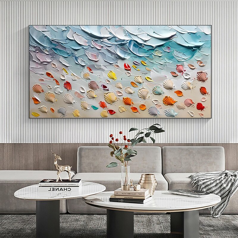 Handmade Original The Colored shells Oil Painting On Canvas Wall Minimalist art Art Painting scenery for Home Decor With Stretched Frame/Without Inner Frame Painting