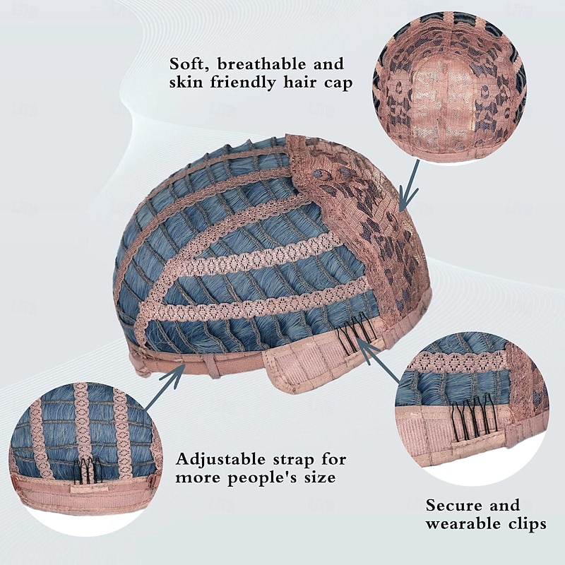 Blue Wig Long Blue Wig with Bangs Long Wigs for Women Long Wavy Synthetic Heat Resistant Fiber Wigs for Party Carnival Daily Use4