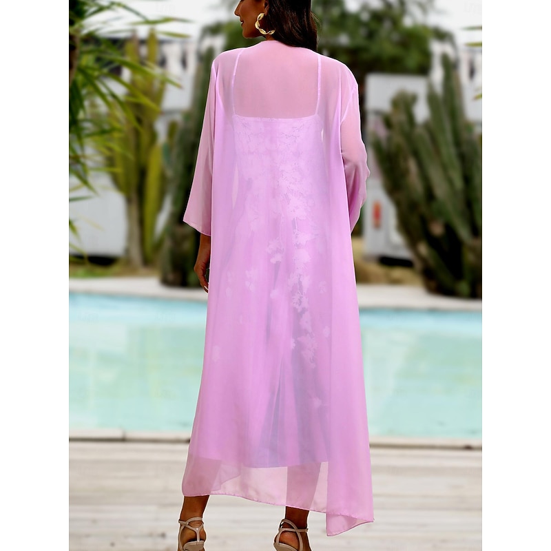 Women's Casual Dress Dress Set Two Piece Dress Long Dress Maxi Dress Purple Brown Green Half Sleeve Flower Print Summer Spring V Neck Fashion Vacation 2023 S M L XL XXL 3XL3