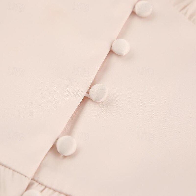 Vintage 1950s Dress Little White Dress Bridal Puff Sleeve Solid Colored A-Line V Neck Fancy Dress Women's Masquerade Wedding Bridal Shower Bachelorette Party Adults' Dress Homecoming Dresses4