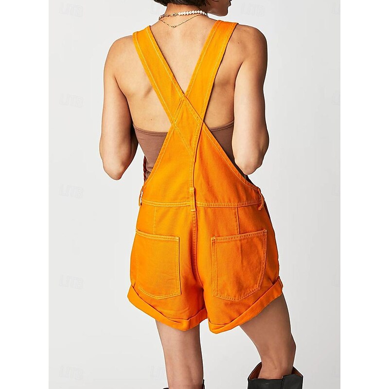 Women's Normal Jumpsuit Streetwear Solid Color Sleeveless Square Neck Pocket Street Daily Regular Fit Black White Red Summer2