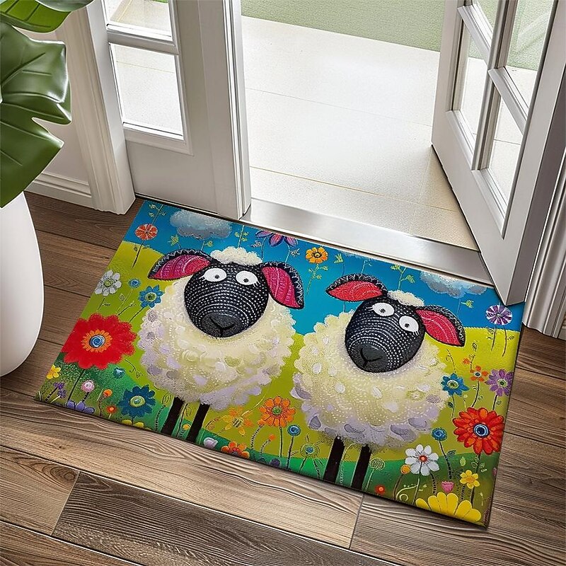 Sheeps Doormat Floor Mats Washable Rugs Kitchen Mat Non-Slip Oil Proof Rug Indoor Outdoor Mat Bedroom Decor Bathroom Mat Entrance Rug