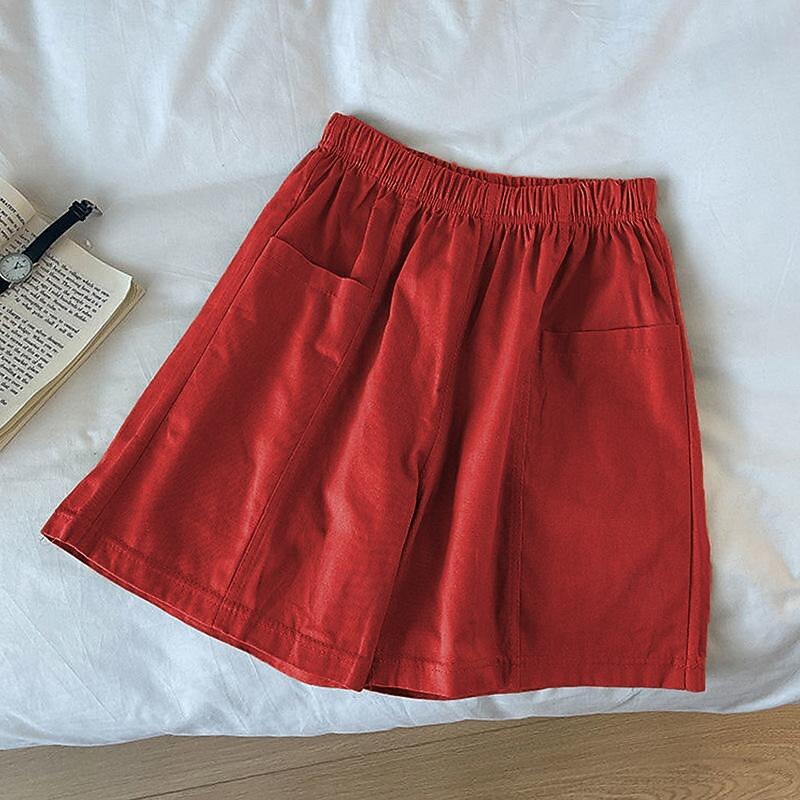 Women's Cotton Linen Shorts Shorts Casual Daily Short Plain Pocket Breathability Comfortable Inelastic Going out Weekend Black Red Green Khaki Summer Regular Fit4