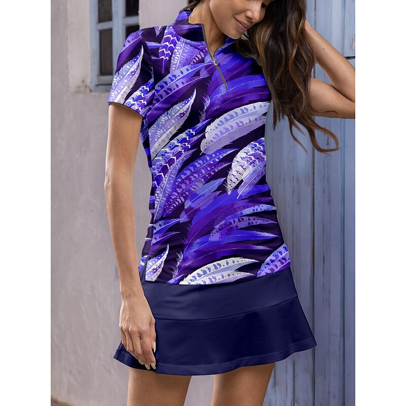 Women's Golf Polo Shirt Ocean Blue Short Sleeve Top Ladies Golf Attire Clothes Outfits Wear Apparel3