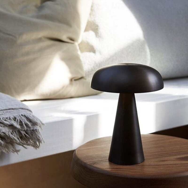 8" Mushroom Shaped Cordless Table Lamp Metal Rechargeable Touch Dimming Type-C Indoor Bedroom Living Room Dining Room Atmosphere Desk Lamp3