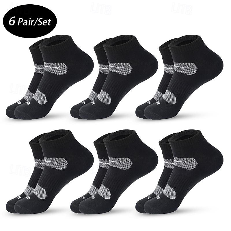 Men's 6 Pack Multi Packs Socks Ankle Socks Low Cut Socks Running Socks Casual Socks Black White Color Plain Sports & Outdoor Casual Daily Basic Medium Spring Fall Fashion