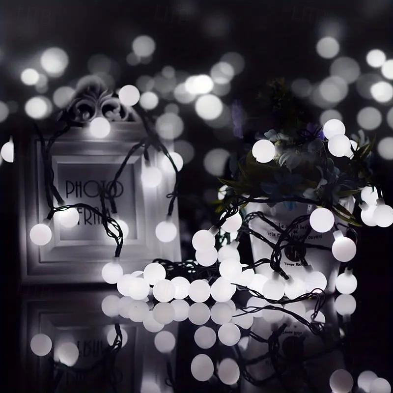 LED Solar Ball String Lights 8 Lighting Modes 30/50/100led Outdoor Waterproof Lights for Holiday Courtyard Lawn Garden Balcony Wedding Camping Party Decoration3