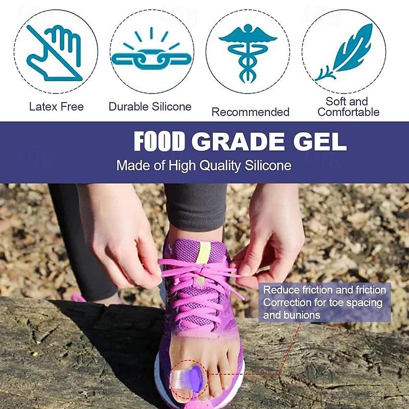 1 Pair Toe Spacers for Men and Women Purple Gel Toe Separators for Curled and Overlapping Toes Bunions Hammer Toe Straightener Big and Second Toe Spreader3
