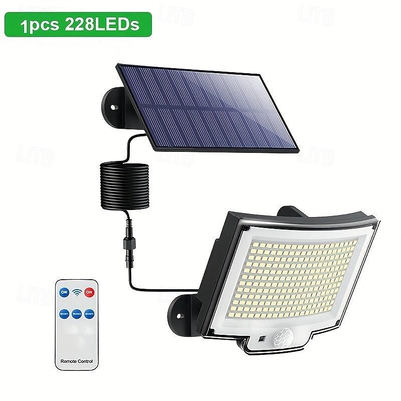 1pc Solar Flood Lights 228 LEDs Solar Flood Lights Outdoor split Solar Wall Lights, Solar Outdoor Lights Motion Sensor, 3 Lighting Modes Dusk to Dawn, IP65 Waterproof Wall Lamp with Remote3
