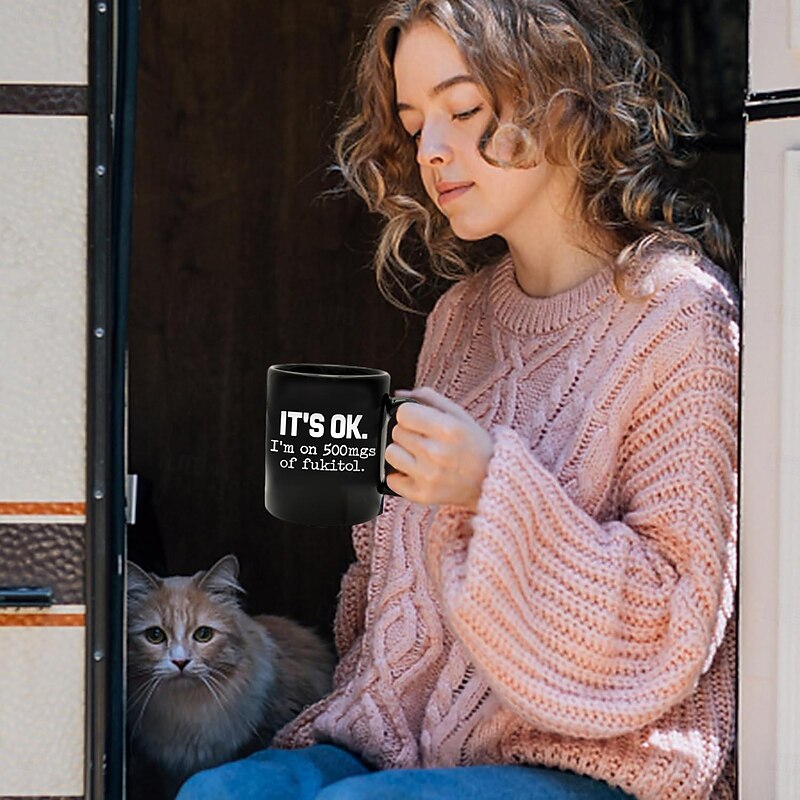 Graphic Letters Daily Designer Retro Vintage Mug,Ceramic Funny Coffee Mug Black, Father's Day Gift 1.2oz/330ml4