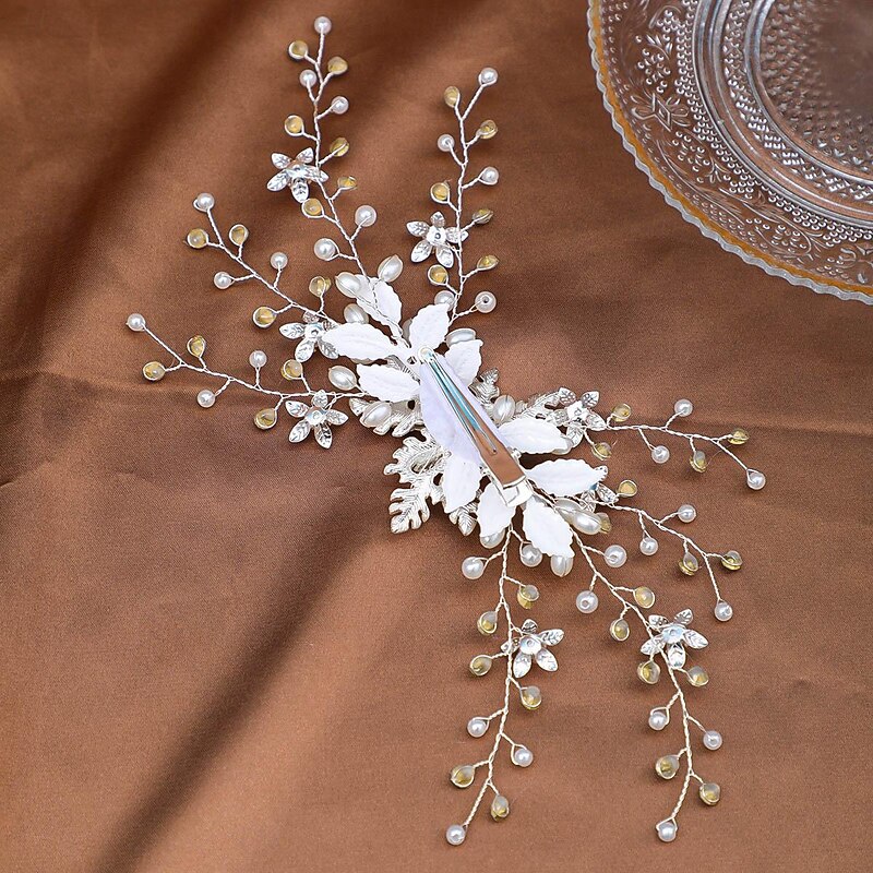 Headdress Hair Clip Imitation Pearl Rhinestone Wedding Cocktail Retro Wedding With Faux Pearl Crystals Headpiece Headwear4