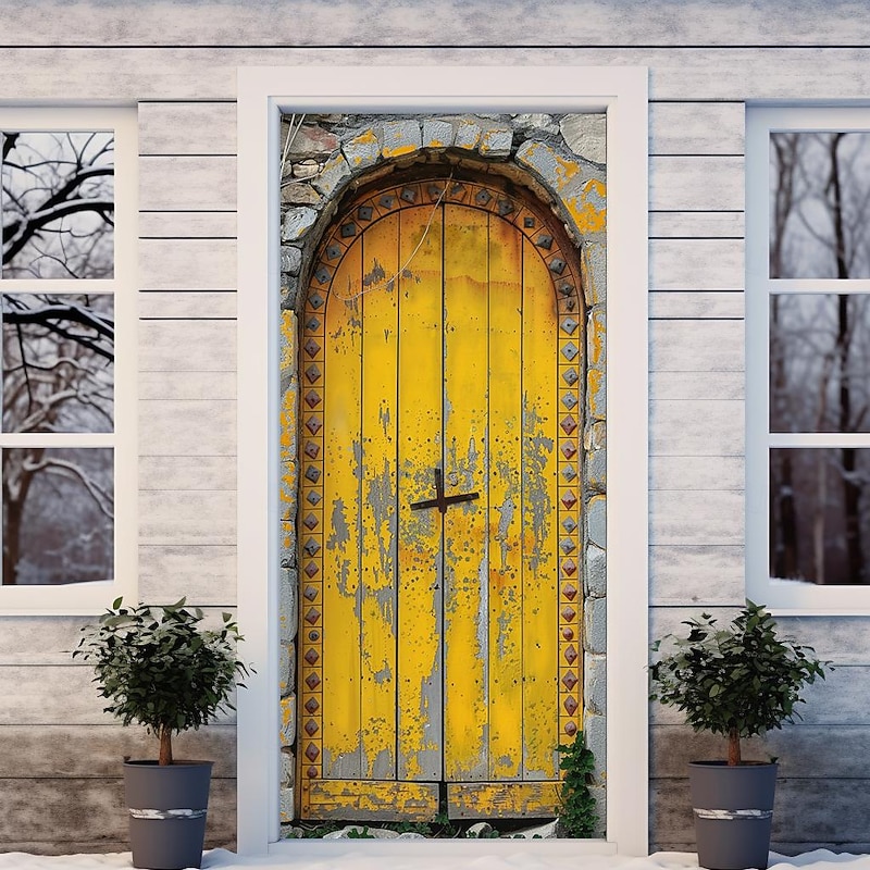 Blue Floral Door Door Covers Door Tapestry Door Curtain Decoration Backdrop Door Banner for Front Door Farmhouse Holiday Party Decor Supplies4