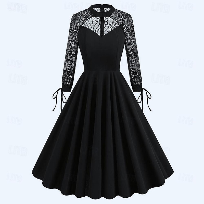 Retro Vintage 1950s Rockabilly Dress A-Line Dress Swing Dress Solid Color Fancy Dress Women's Halloween Carnival Masquerade Party Bachelorette Party Adults Dress Homecoming Dresses3