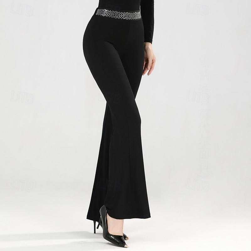 Latin Dance Ballroom Dance Pants Pure Color Splicing Women's Performance Training High Modal