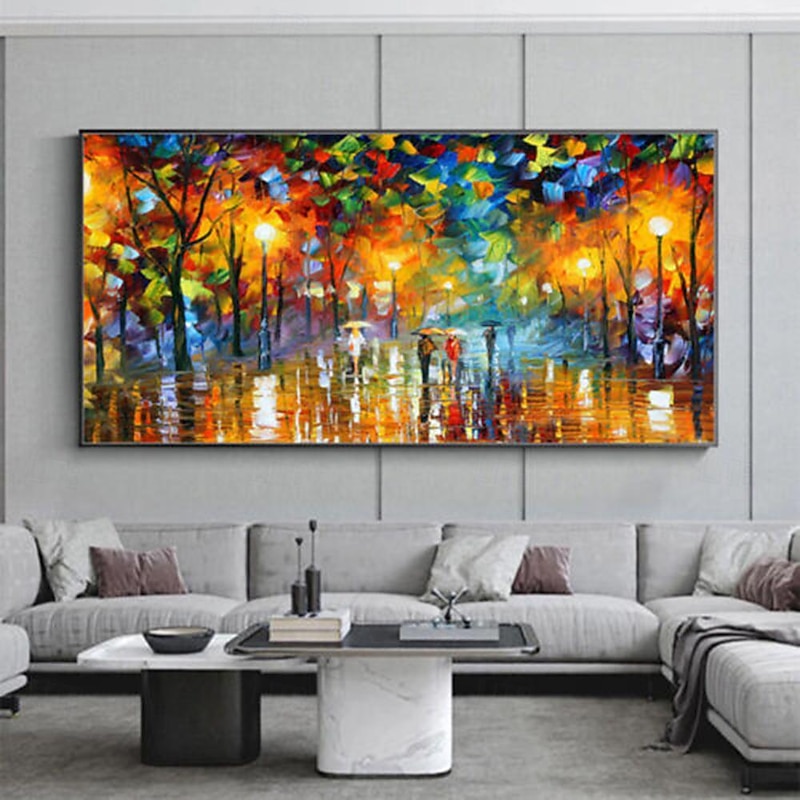 Hand Painted Thick texture Landscape Oil Paintings On Canvas street landscape art painting knife painting for wall decoration Home Decor Wall Art