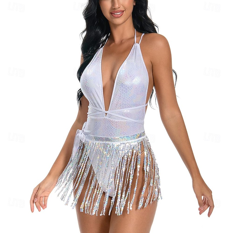 Dance Costumes Exotic Dancewear Pole dance Leotard / Onesie Hollow-out Pure Color Splicing Women's Performance Training Sleeveless High Polyester