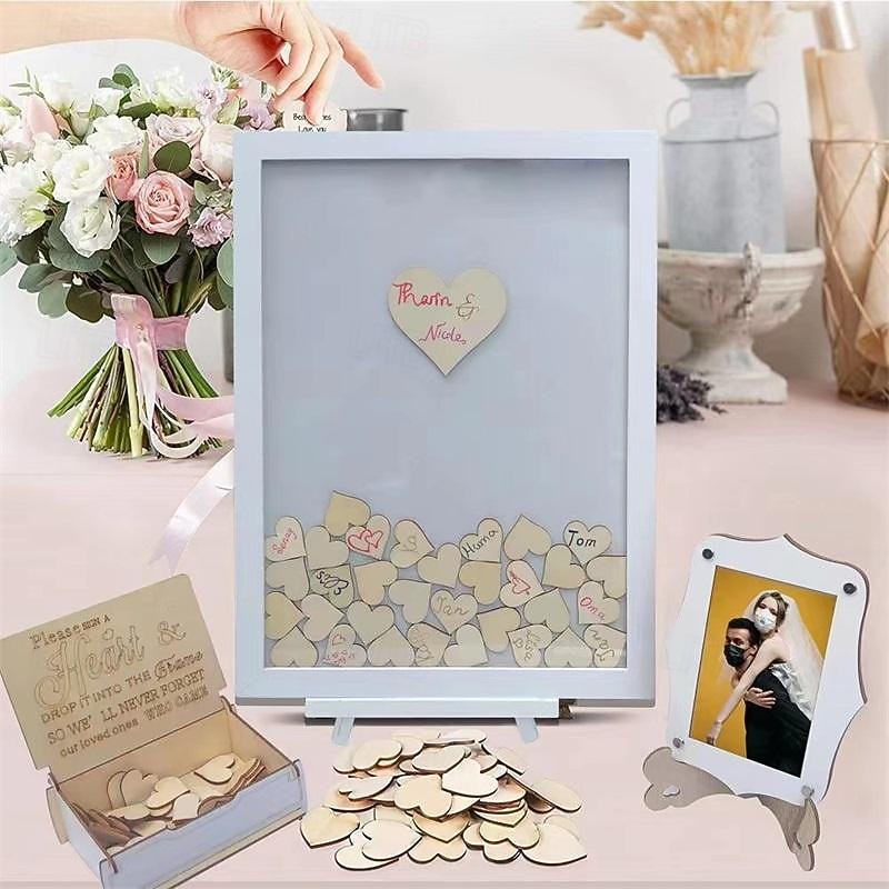 Wedding Decoration Wooden Handicrafts Photo Frames Table Tops Wooden Ornaments Square Hearts Sign In Book3