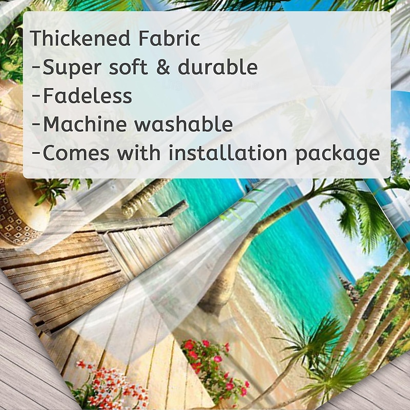 Beach Theme Hanging Tapestry Wall Art Large Tapestry Mural Decor Photograph Backdrop Blanket Curtain Home Bedroom Living Room Decoration 11