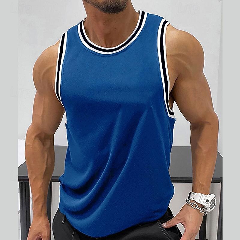 Men's Tank Top Vest Top Undershirt Sleeveless Shirt Sleeveless Crew Neck Summer Color Block Fashion Designer Muscle Outdoor Going out Gym Wine Blue Green Top Tee for Men2