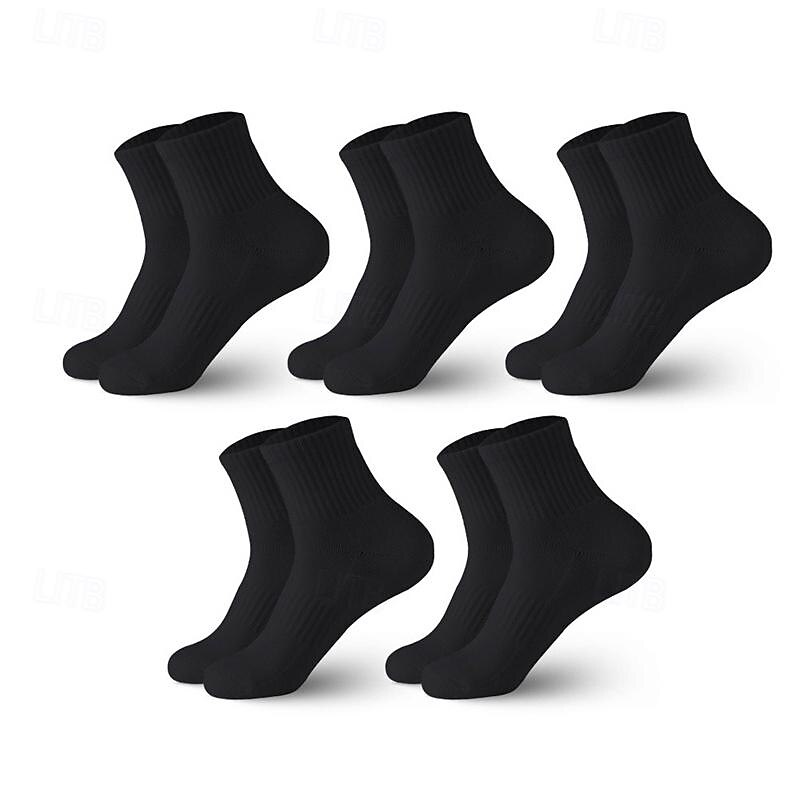 Men's 5 Pack Multi Packs Socks Ankle Socks Running Socks Casual Socks Black White Color Plain Sports & Outdoor Casual Daily Basic Medium Spring Fall Fashion2