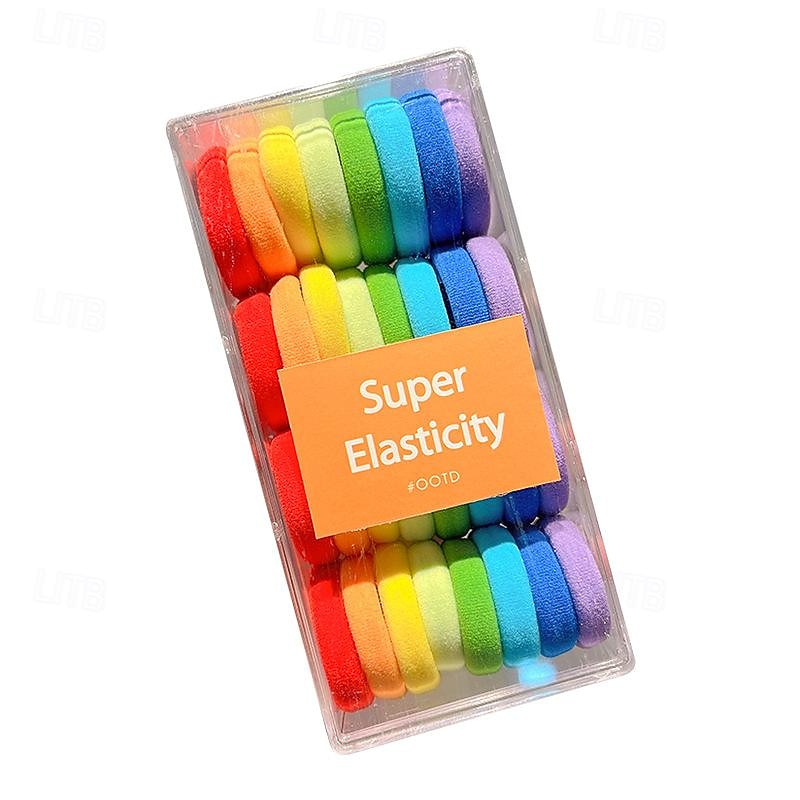 Kids Girls' Hair Accessories Solid Color Black towel ring [32 pieces] Yellow towel ring [32 pieces]2