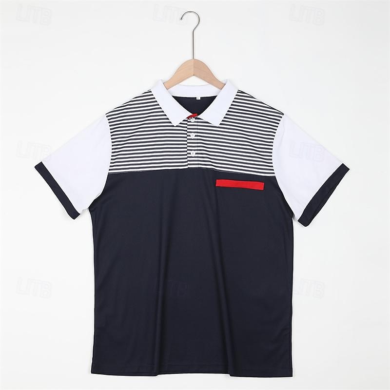 Men's Button Up Polos Cotton Polo Shirt Casual Holiday Lapel Short Sleeve Fashion Basic Color Block Classic Summer Regular Fit White Yellow Burgundy Dark Navy Blue Button Up Polos3