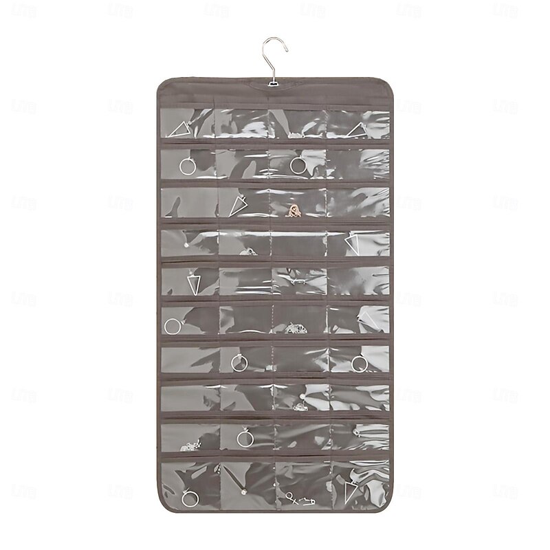 Hanging Jewelry Organizer Bag with 80 Pockets - Double-Sided Rotating Hook for Necklaces, Earrings, Dust-Proof Wall-Mounted Display Pouch for Accessories2