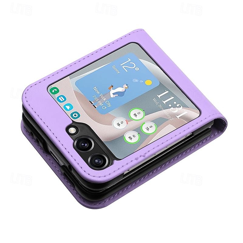 Phone Case For Samsung Galaxy Z Flip 5 Z Flip 4 Z Flip 3 Flip Cover Shockproof Flower Floral PC PU Leather3