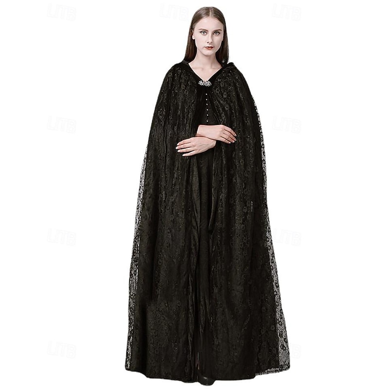 Medieval Renaissance Hooded Cloak Lady Viking Ranger Fancy Dress Women's Celtic Viking Fantasy Halloween Carnival Masquerade Performance Party LARP Adults' Cloak
