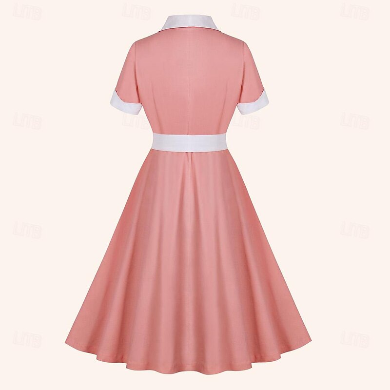 Retro Vintage 1950s Midi Dress A-Line Dress Swing Dress Color Block Fancy Dress Women's Date Bachelorette Party Adults' Dress Homecoming Dresses Summer Spring2