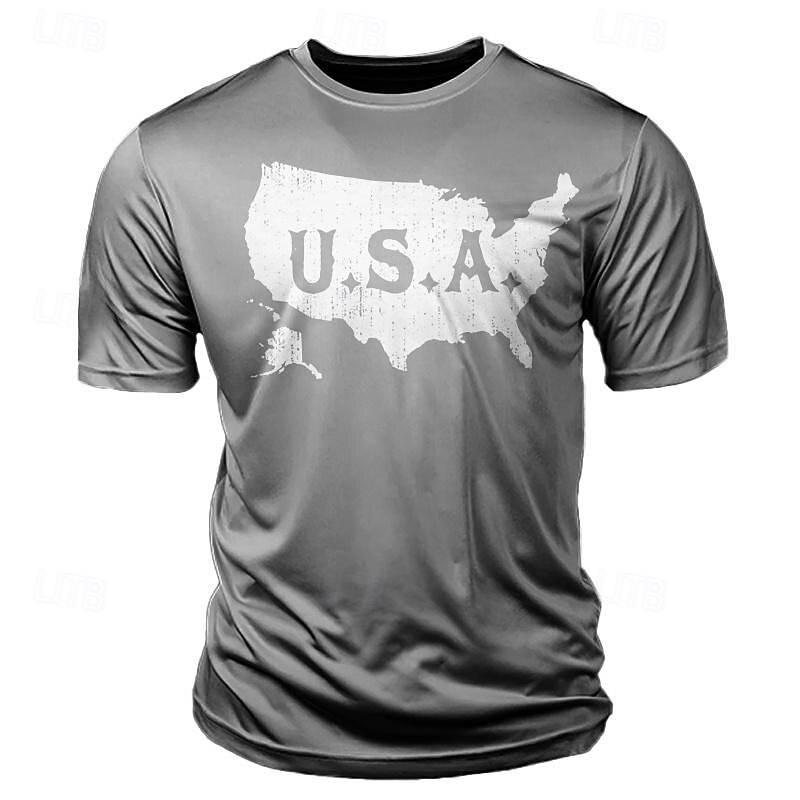 Men's USA T Shirt Tee Top Cotton Short Sleeve Graphic Shirt Black White Red Comfortable Tee Vacation Street Fashion Designer Clothing4