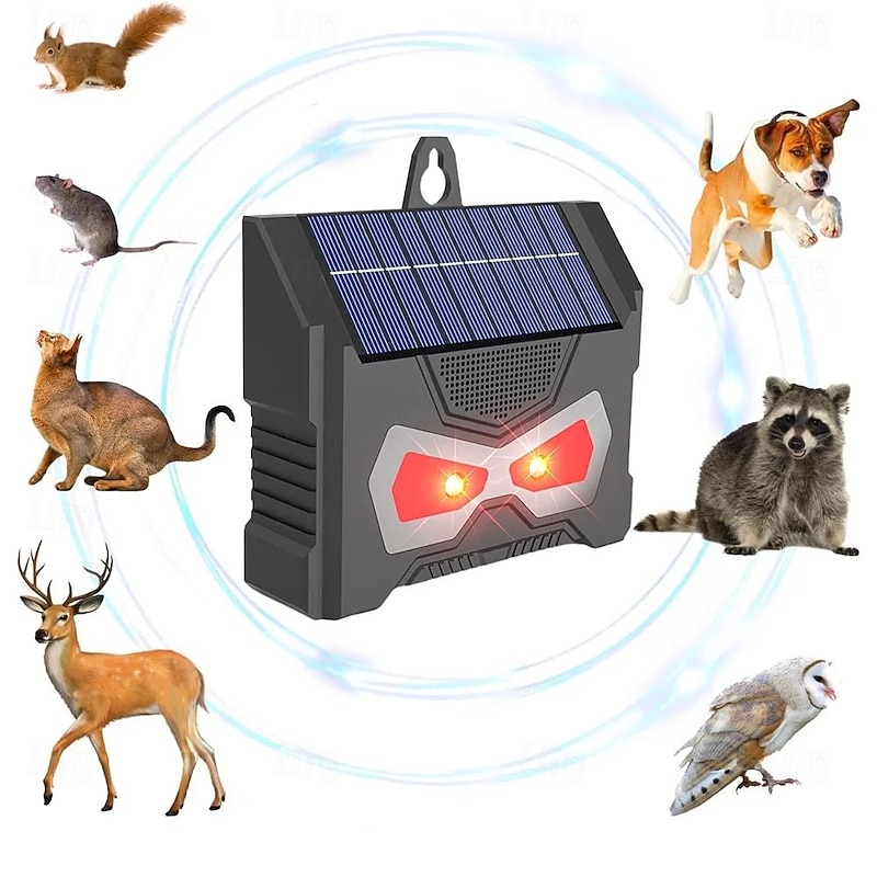Ultrasonic Animal Repellent Solar Outdoor Waterproof Ultrasonic Bird Repellent Explosive Flash Mouse Repellent USB Solar Charging Method Used for Home Garden Yard Garage Farm 1PC2