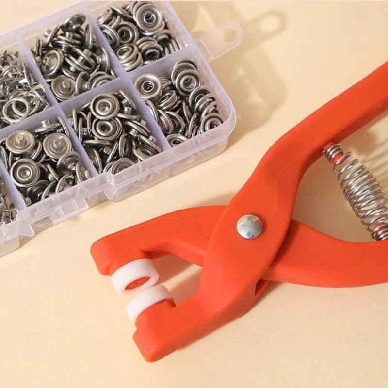 Metal Snap Buttons with Fastener Pliers Tool Kit Seamless Installation Tool Kit for Five Claw Buckles Includes Pliers Set for Invisible Press Studs and Snap Fasteners