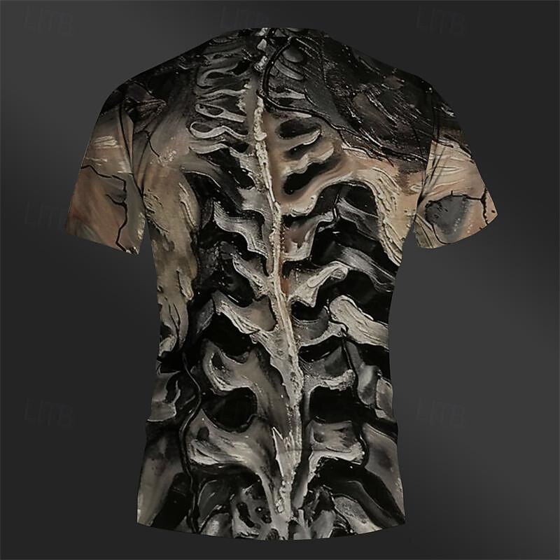 Men's Graphic Skeleton T Shirt Short Sleeve T shirt 3D Print Crew Neck Shirt Daily Designer Retro Vintage Sports Outdoor Holiday Going out Brown Khaki Spring & Summer Clothing Apparel S M L XL 2XL 3XL3