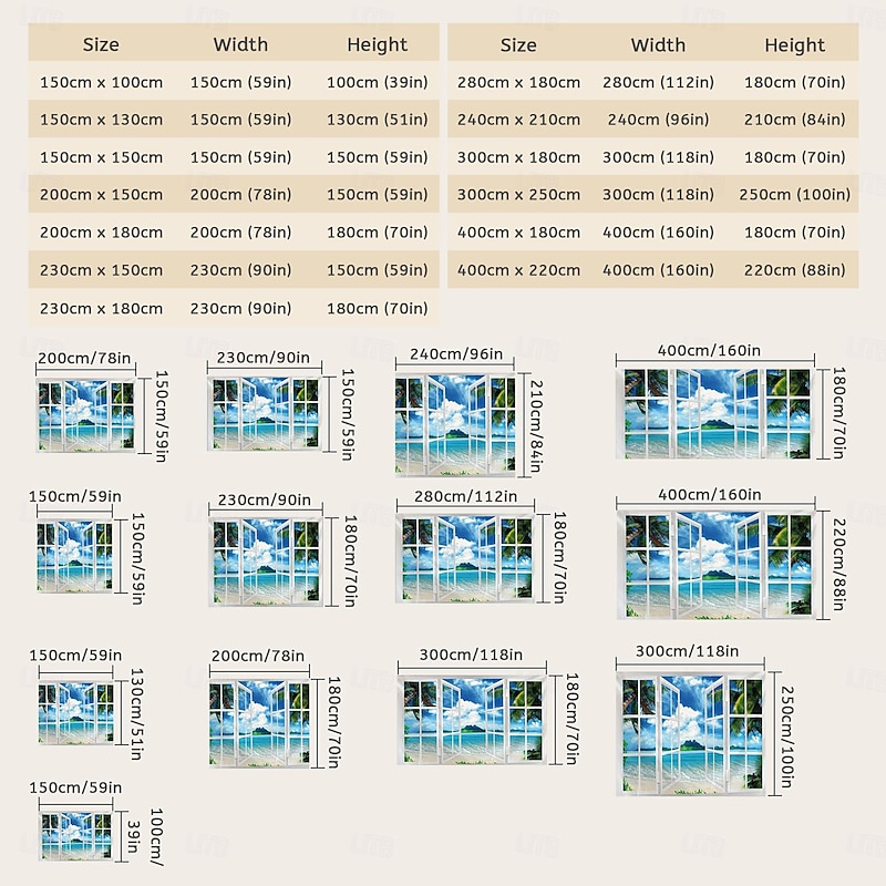 Window Scenery Hanging Tapestry Wall Art Large Tapestry Mural Decor Photograph Backdrop Blanket Curtain Home Bedroom Living Room Decoration 11