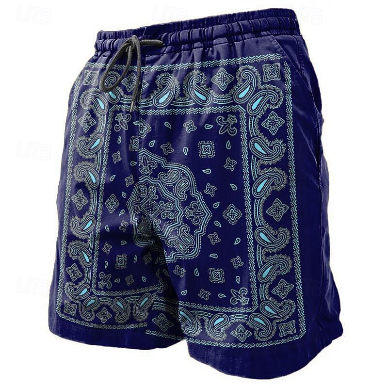 Men's Paisley Swim Trunks Swim Shorts Board Shorts Mid Waist Vacation Hawaiian Ethnic Vacation Holiday Beach Drawstring with Mesh lining Elastic Waist Designer Clothing Apparel4
