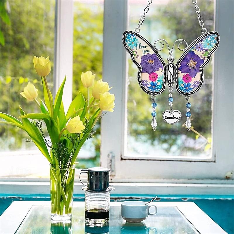 Mother's Day Gift Metal Butterfly Wind Chime Decoration Handmade Garden Pendant Pendant Grandmother's Birthday Gift