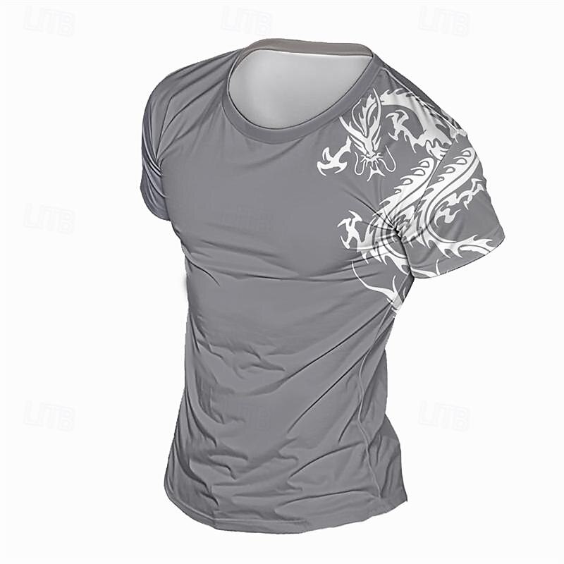 Men's Graphic Dragon T Shirt Tee Top Short Sleeve T shirt 3D Print Crew Neck Shirt Daily Designer Casual Sports Outdoor Holiday Going out Black Burgundy Gray Spring & Summer Clothing Apparel S M L XL4