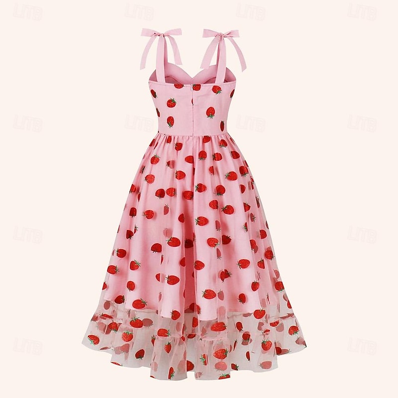 Retro Vintage 1950s Midi Dress A-Line Dress Swing Dress Fruit Fancy Dress Women's Date Bachelorette Party Adults' Dress Homecoming Dresses Summer Spring2