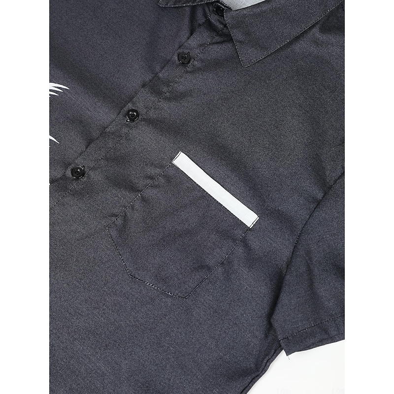 Men's Coconut Tree Tropical Plants Shirt Summer Hawaiian Shirt Aloha Shirt Short Sleeves Shirt Turndown Sports Fashion Streetwear Outdoor Street Daily Black White Blue S M L3