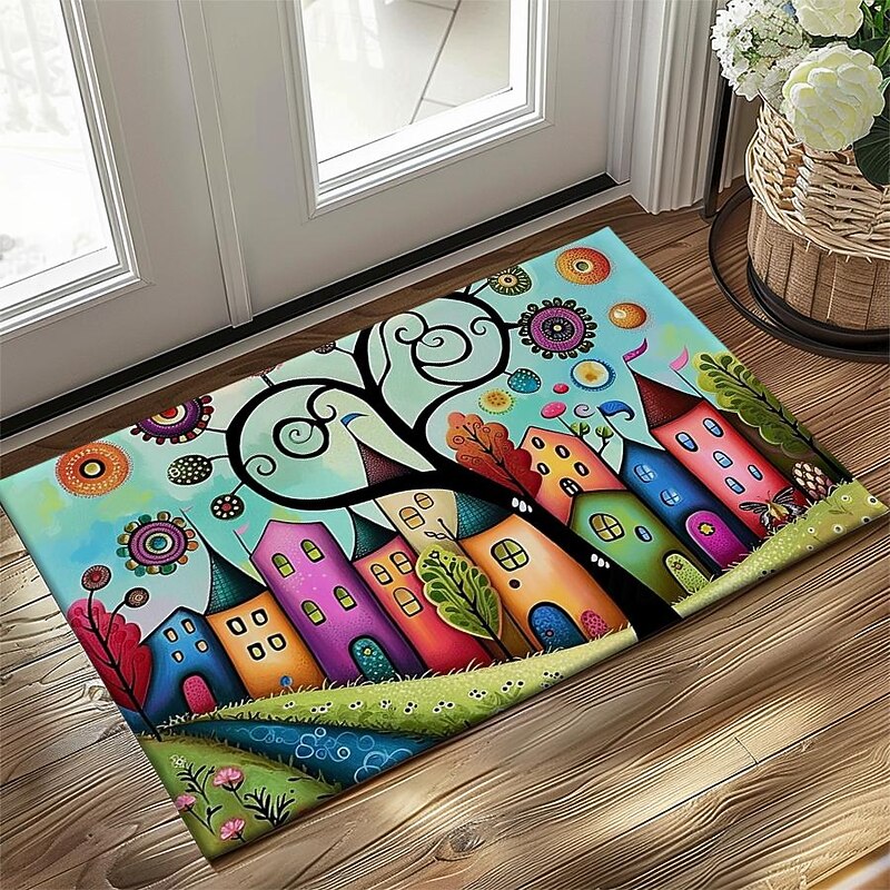 Colorful Houses Doormat Floor Mats Washable Rugs Kitchen Mat Non-Slip Oil Proof Rug Indoor Outdoor Mat Bedroom Decor Bathroom Mat Entrance Rug2