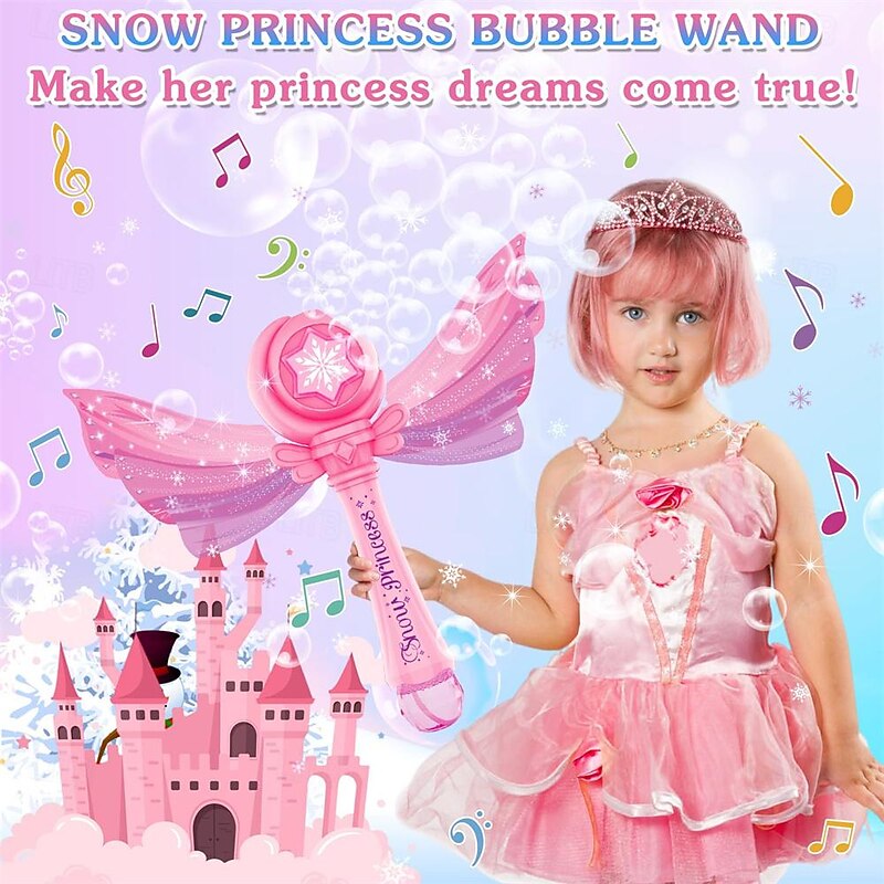 Electric Bubble Wand for Kids Girls Bubble Machine Blower Maker Wands with Light & Music Toddlers Outdoor Party Toys Birthday Gift3