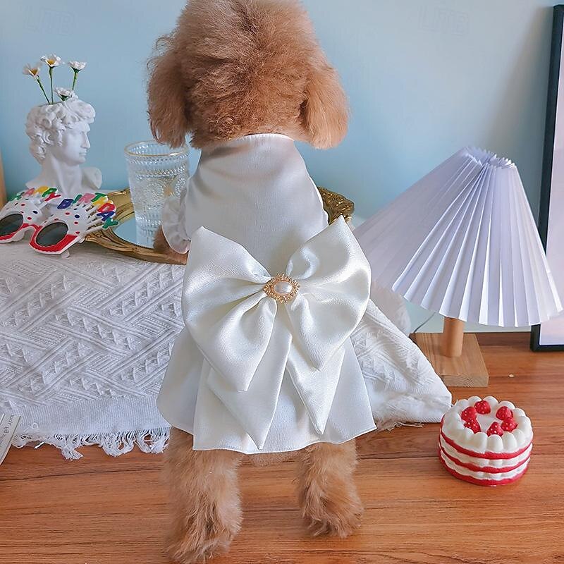 Dog Cat Wedding Dress Fashion Party Winter Breathable Soft Washable Comfortable Outdoor Wedding Party Casual Daily Dog Clothing for Bichon Frise Pomeranian Baby Pet Papillon Small2