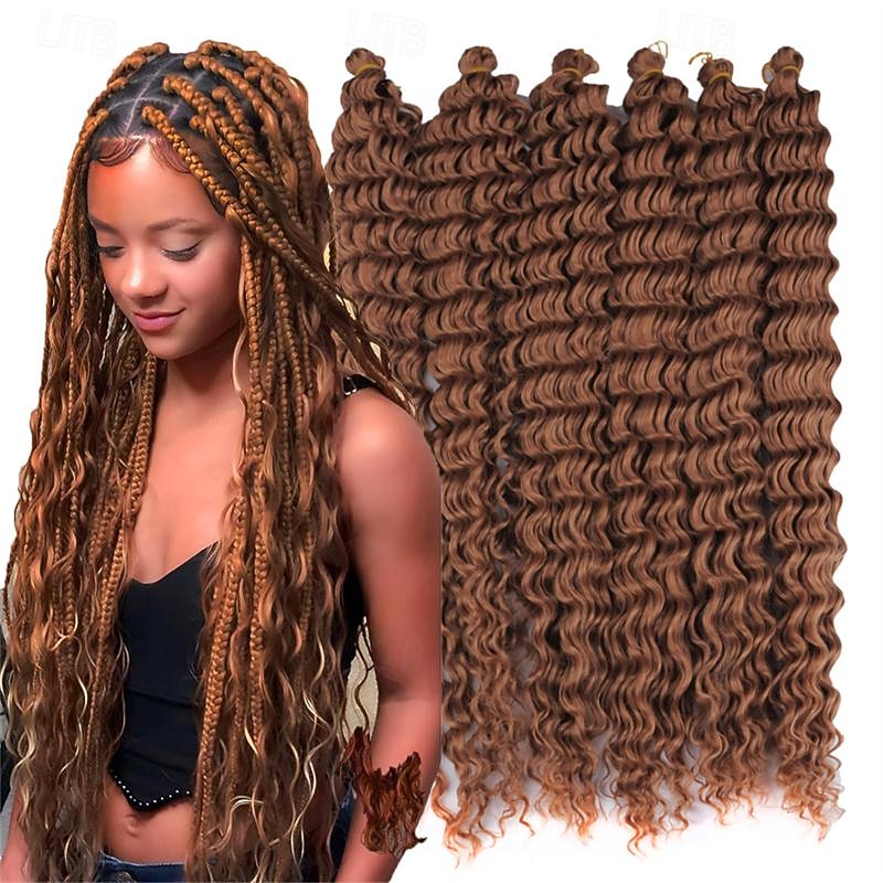 Latin American Crochet Hair 14 inch 18 inch 22 inch 6pcs / pack  Hawaii Curl Deep Wave crochet hair Ocean Wave Synthetic hair  Braid Crochet Hair Extensions4